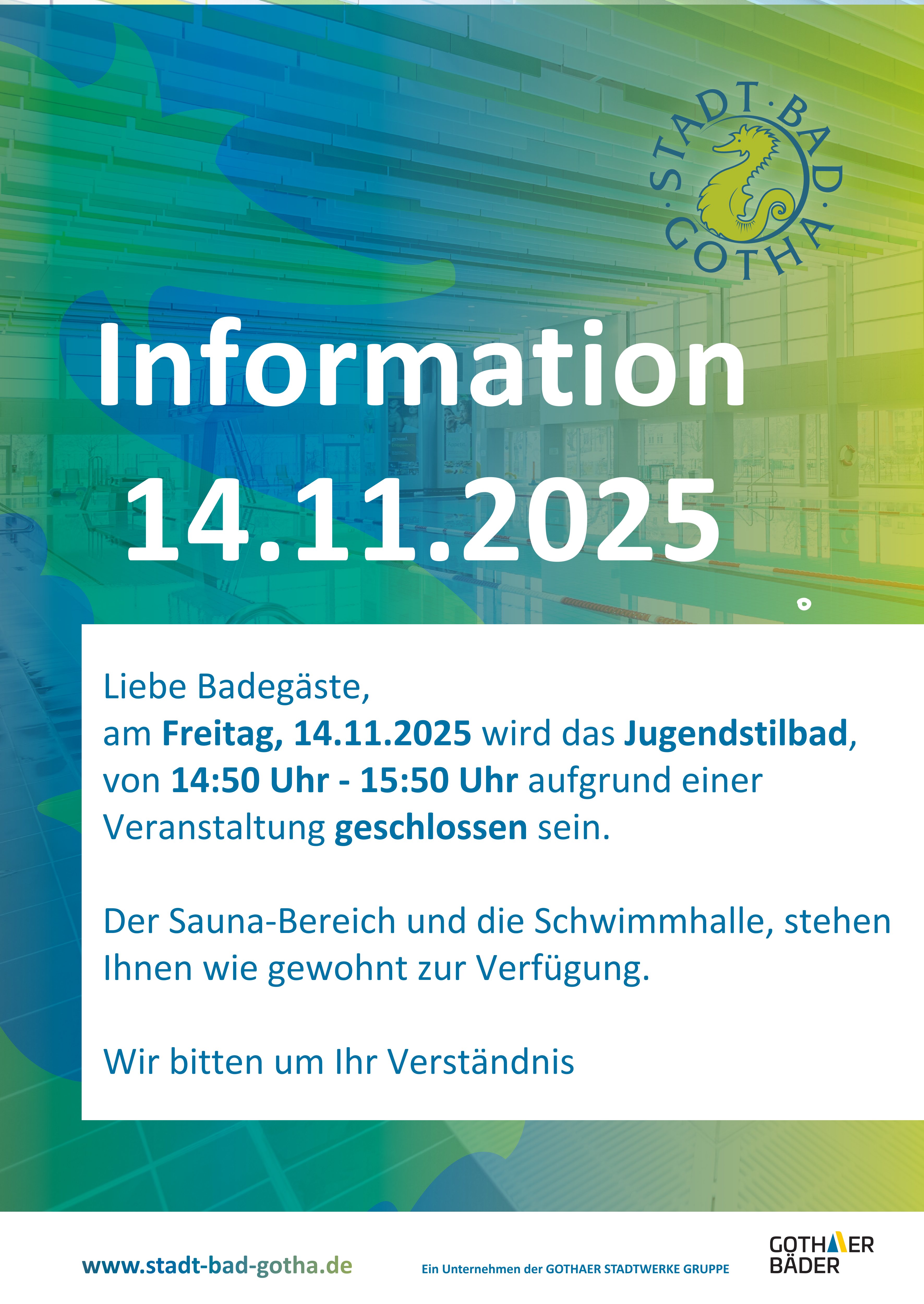 Jugendstilbad zeitweise gesperrt