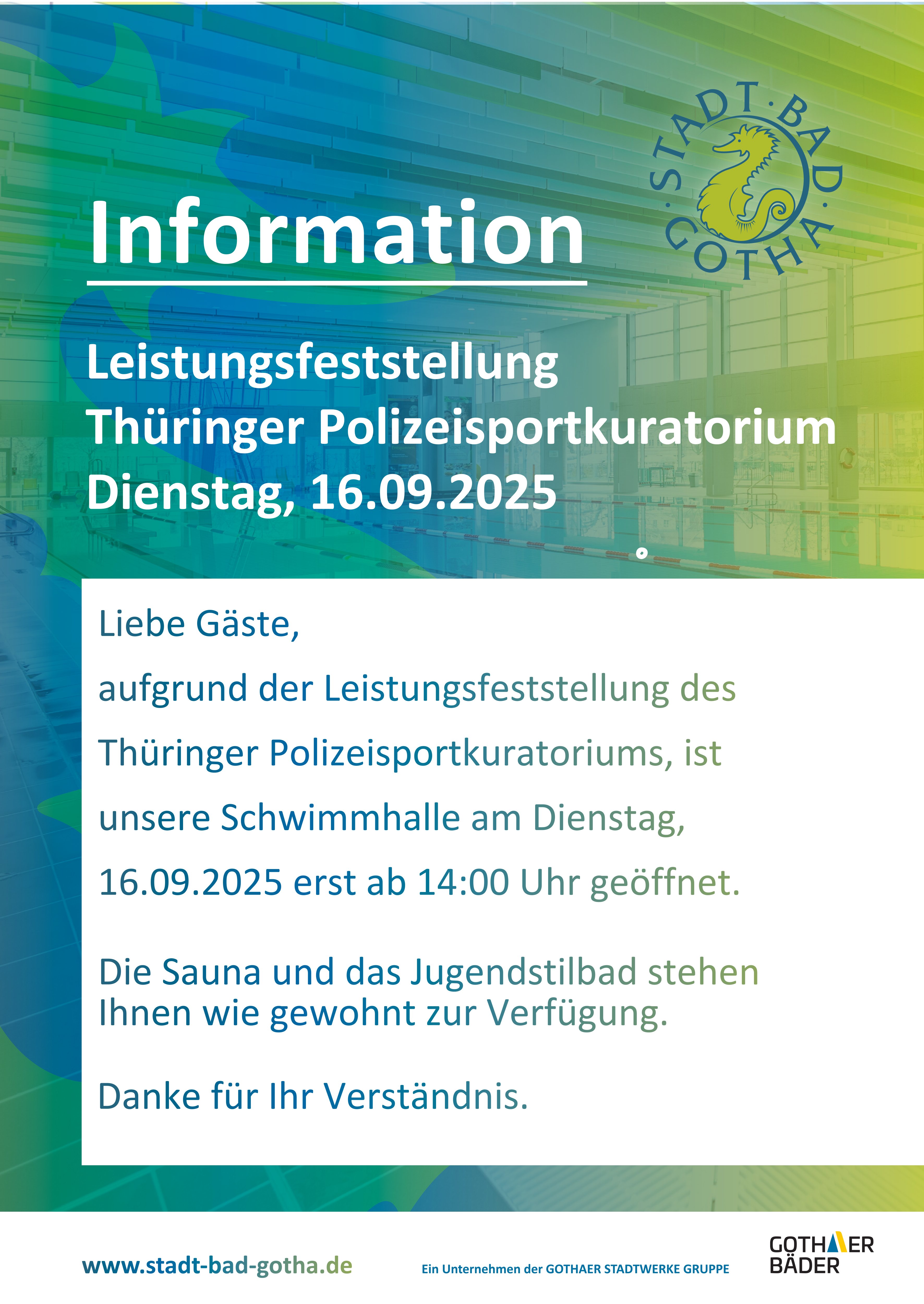 Sonderöffnungszeiten 16.09.2025