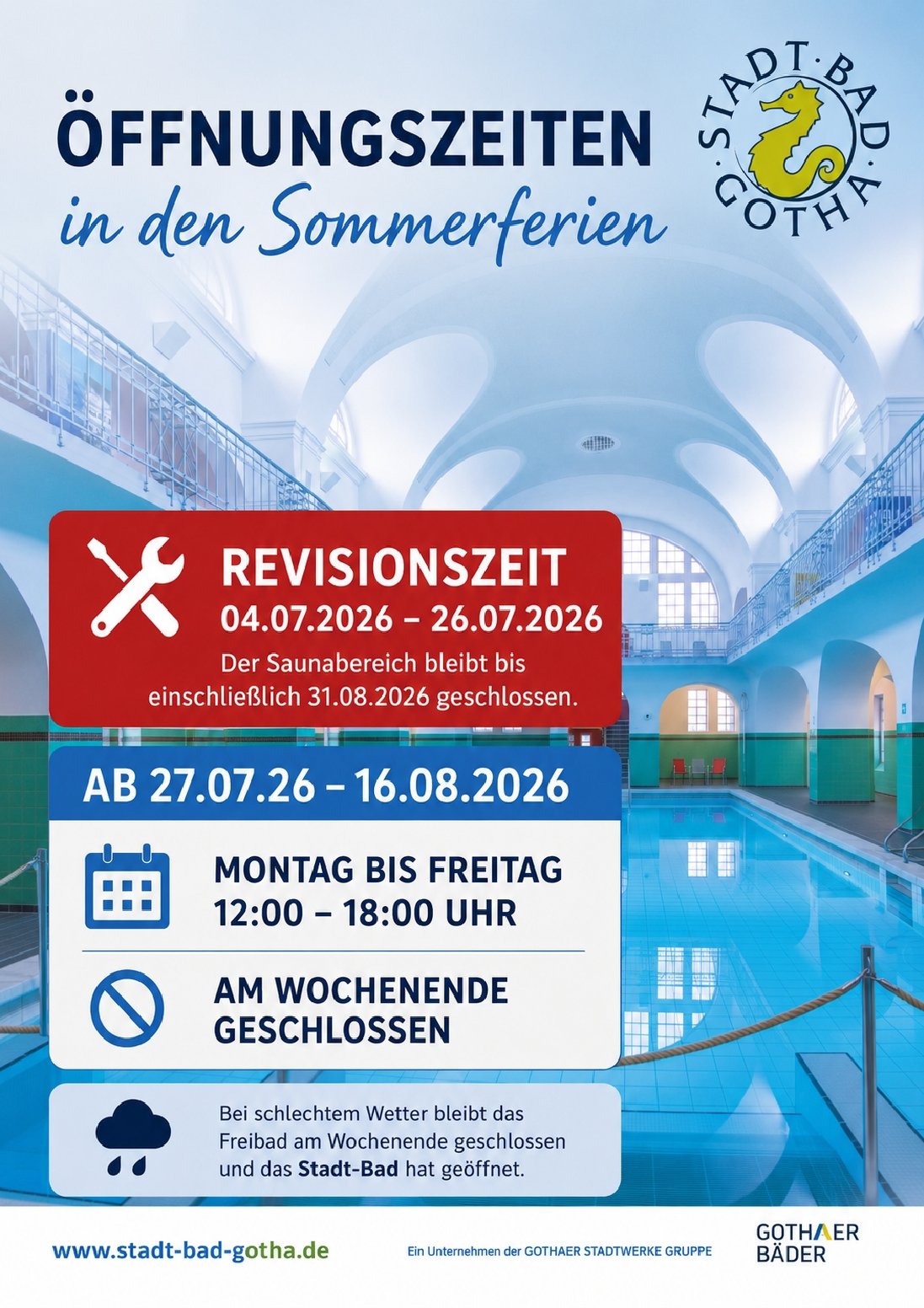 Öffnungzeiten in den Sommerferien