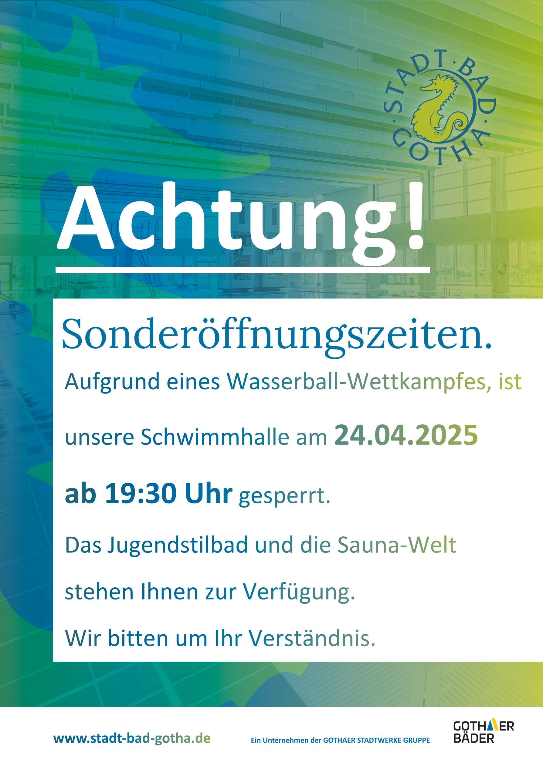 Achtung! Sonderöffnungszeiten